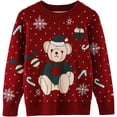thumbnail image 1 of Gubotare Christmas Sweaters for Kids Girl's Cute Sweater Crew Neck Long Sleeve Loose Pullover Tops Size 5T 6T (Red,5-6 Years), 1 of 6