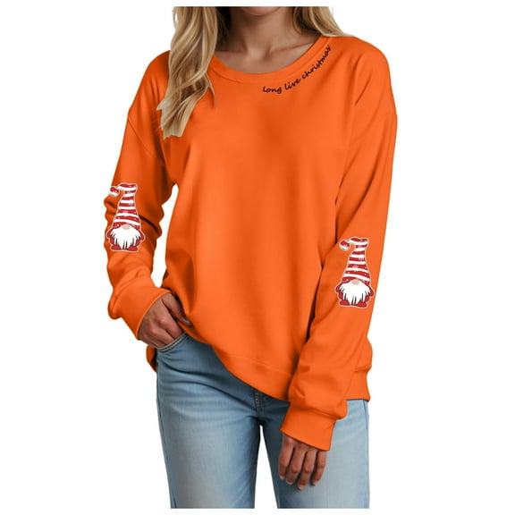 Gubotare Christmas Sweatshirt Women Merry And Bright Pullover Shirt Fall Shirts for Women 2025 Graphic (Orange,XXL)