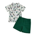 thumbnail image 1 of Gubotare Clothes for Baby Boy Toddler Baby Boy Summer Clothes Funny Pattren Letter Short Sleeve Button Down Shirt with Shorts 2 Peices Outfits (Green,Size 2-3 Years), 1 of 2