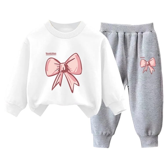 Gubotare Clothes Sets for Girls Girl Clothes 2 Piece Clothing Set Long Sleeve Tops Leg Pants Sweatsuit Fall Girl Outfits Size 6-7 (White,6-7 Years)