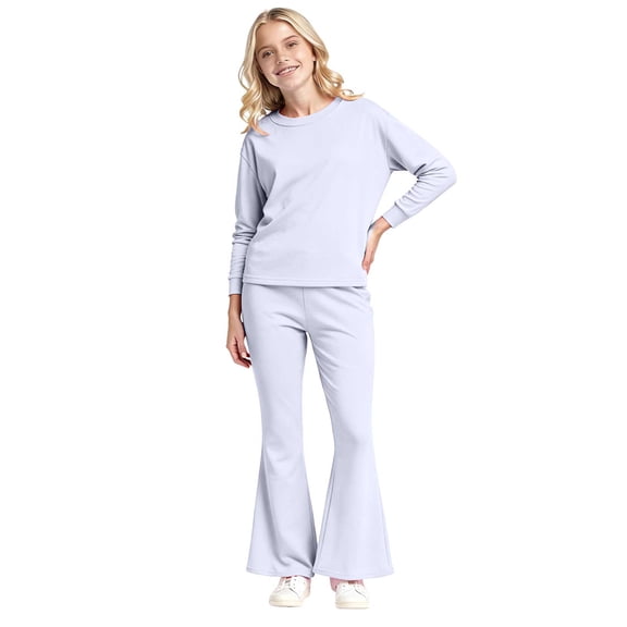 Gubotare Clothes Sets for Girls Girls Clothes Sweatshirt Elastic Waist Sweatpants 2PCs Girls' Clothing Sets Size 9-10 (White,9-10 Years)