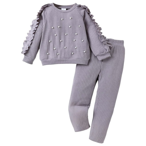 Gubotare Clothes for Girl Girls Clothes Cute Sweatshirt Casual Outfit for Leggings 2-Piece Fall Outfits Set Size 7-8 (Grey,7-8 Years)