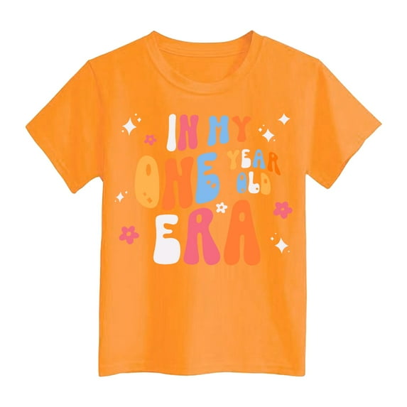 Gubotare Clothes for Girls Girls' and Toddler Flutter Short Sleeve Summer Graphic T Shirt (Orange,Size 18-24 Months)