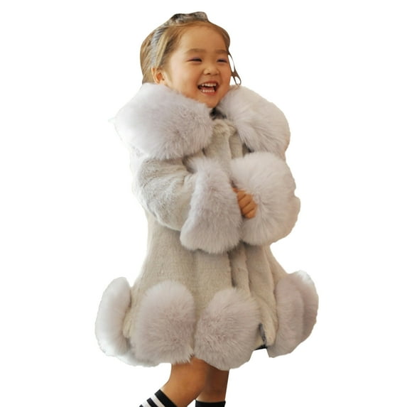 Gubotare Coat for Toddler Girls Winter Toddler Kids Collar Soild Jackets Warm Woolen Jacket (Grey,12-18 Months)