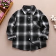 thumbnail image 1 of Gubotare Coats for Boys Shirt Jacket Plaid Long Sleeve Lapel Button Down Shacket Baby Boys Girls Pockets Shirt Top,Black 4-5 Years, 1 of 2