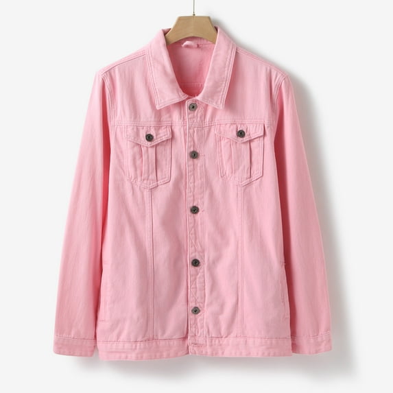 Gubotare Coats for Men And Winter Casual Denim Top Blouse Jacket Coats With Pockets (Pink, XXXXL)