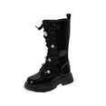 thumbnail image 1 of Gubotare Combat Boots Kids Girls Boots Lace Up Non-slip Booties Outdoor Combat Shoes Riding Mid Calf Punk Bootie for Little Girl Boot Size 13.5 (Black,Little Kids 13.5), 1 of 7