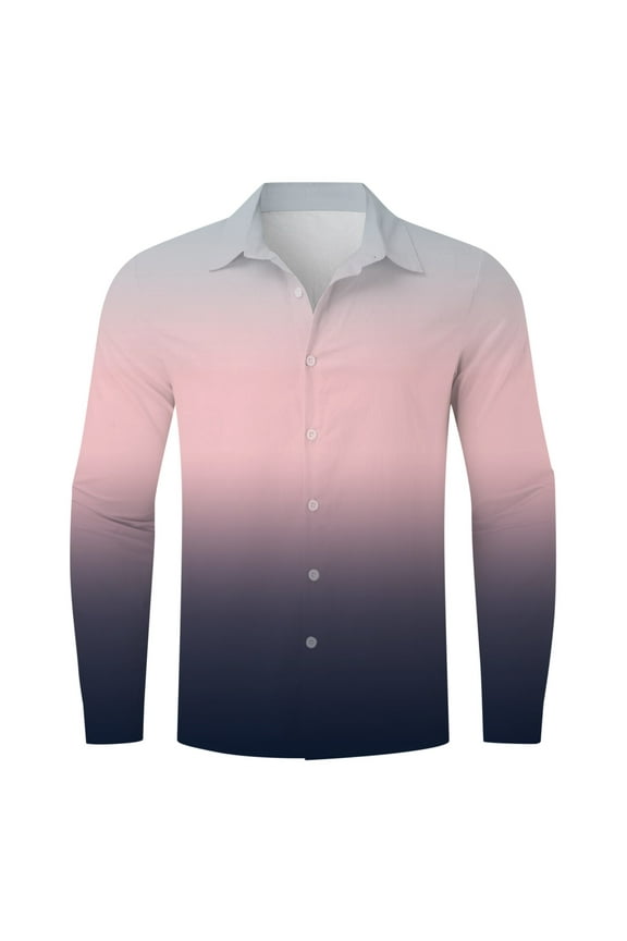 Compression Shirts For Men Men's Casual Striped Button Down Shirts Long Sleeve Slim Fit Dress Shirts Untucked Shirts,Pink L