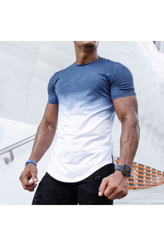Compression Shirts For Men Men's Regular-Fit Short-Sleeve Crewneck Pocket T-Shirt,Blue L