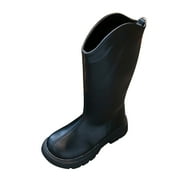 Gubotare Cowboy Boots for Kids Girls Fuzzy Warm Winter Short Boots with Furry Warmer Lining Bootie Shoes for Toddler Little Big Kids Girls (Black,11-11.5 Years)