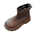thumbnail image 1 of Gubotare Cowboy Boots for Kids Toddler Boots Ankle Boots Little Girls Outdoor Combat Toddler Boots (Brown,4.5-5 Years), 1 of 6