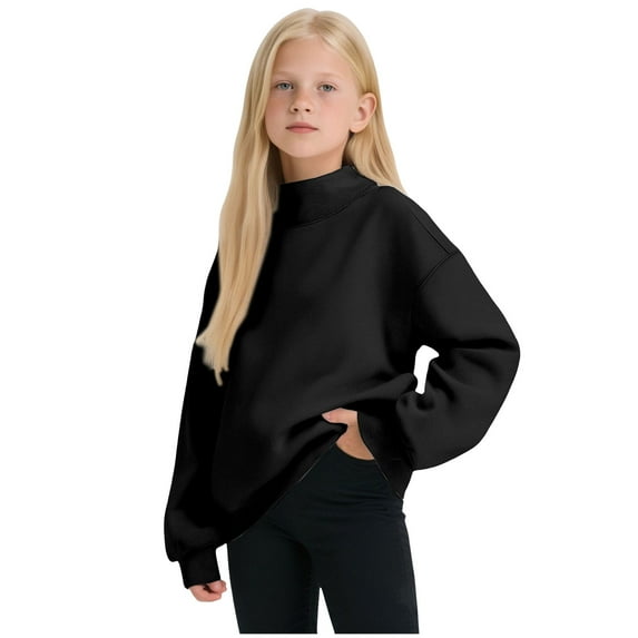 Gubotare Crewneck Sweatshirts Teen Girls Girls Sweatshirt Outfit Pullover Graphic Tee Tops Size 13-14 (Black,13-14 Years)