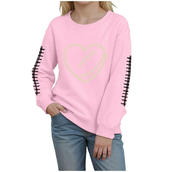 Gubotare Crop Sweatshirts for Girls Girl's Cute Graphic Crew Neck Sweatshirt Long Sleeve Pullover Tops T Shirt Size 6 (Pink,6 Years)