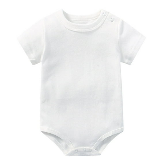 Gubotare Cute Baby Girl Clothes Summer Baby Girls Flexy Soft Fine Short Sleeve Bodysuit 0 3 6 9 12 18 24 Months (White,Size 0-3 Months)