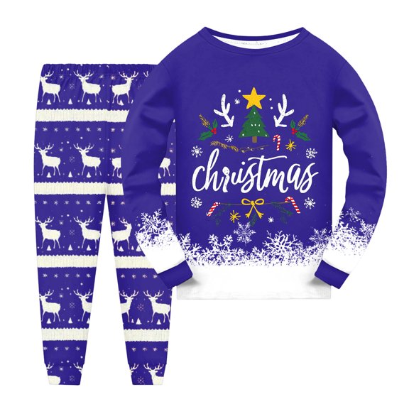 Gubotare Cute Boy Christmas Pajamas Kids Soft Sleepwear Long Sleeve Boys Girls Pajama Outdoor 2-Piece Tops Pant Casual Sets Tie Dye Pj Size 6-7 (Blue,6-7 Years)