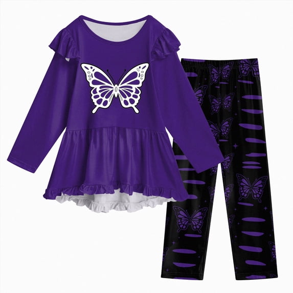 Gubotare Cute Clothes for Teen Girls Adorable Girls' Top & Pants Set Slim Fit Pants Long Sleeve Sweatshirt School and Daily Wear Size 13-14 (Purple,13-14 Years)