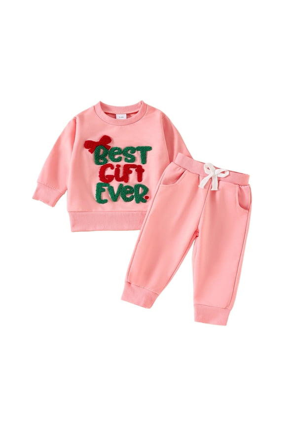 Cute Fall Outfits for Kids Toddler Girl Clothes Baby Girl Winter Outfits Clothing Top Denim Pant Jeans Set Cute Clothes for Girl Size 18 24 Months (Pink,18-24 Months)