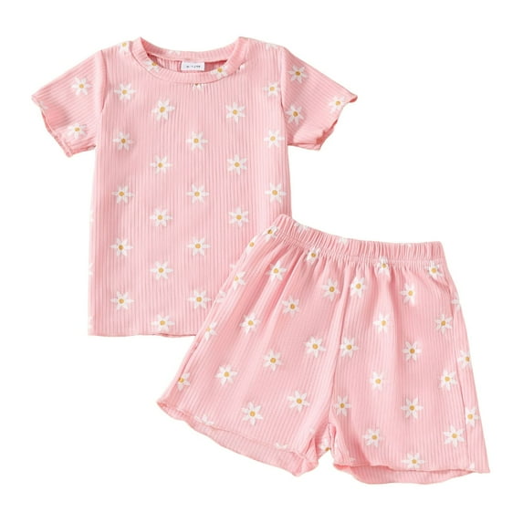 Gubotare Cute Pjs for Boys Toddler Boys Pajamas Summer Pjs Kids Short Sets Baby Sleepwear Truck Car Soccer Jammies Size 18-24 Months (Pink,18-24 Months)