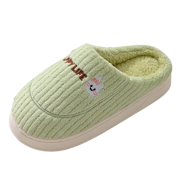 Gubotare Cute Slippers for Women Cartoon Cotton Slippers Winter Indoor Outdoor Slippers for Women Size 6.5 (Green,6.5)