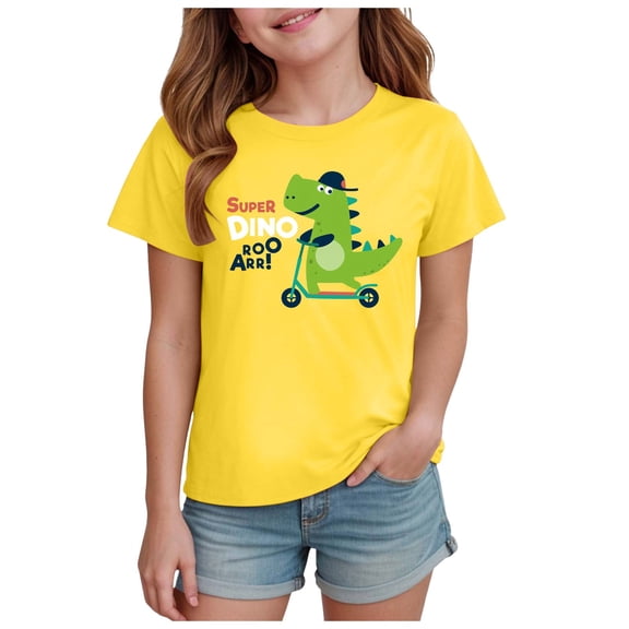 Gubotare Cute Summer Tops for Teen Girls T Shirts Baby Girls Short Sleeve Shirts Toddler Tees Cute Graphic Tops (Yellow,Size 3-4 Years)