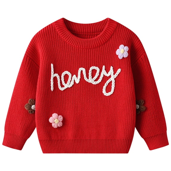 Gubotare Cute Sweaters for Toddler Girls Toddler Baby Girl Boy Long Sleeve Knit Sweater Cute Round Neck Pullover Fall Winter Warm Tops Clothes Size 0 3 Months (Red,0-3 Months)