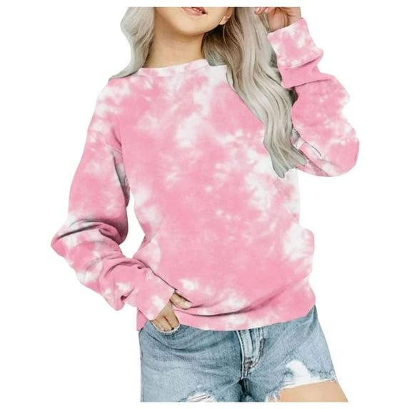 Gubotare Cute Sweatshirts for Teen Girls Little Girls Sweatshirt Toddler Kids Baby Pullover Sweater Kids Pullover For Girls Crewneck Sweatshirt Size 9-10 Years (Pink,9-10 Years)
