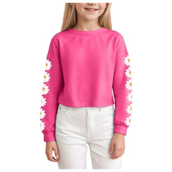 Gubotare Cute Sweatshirts for Teen Girls Plain Infant Toddler Baby Boy Girl Sweatshirt Long Sleeve Crewneck Pullover Sweater Top Size 12-13 (Hot Pink,12-13 Years)