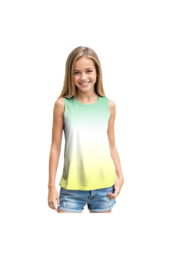 Cute Tank Tops for Girls Girl's Kids Basic Crop Tank Tops Sleeveless Racerback Vest Top Size 10-12 (Yellow,11-12 Years)