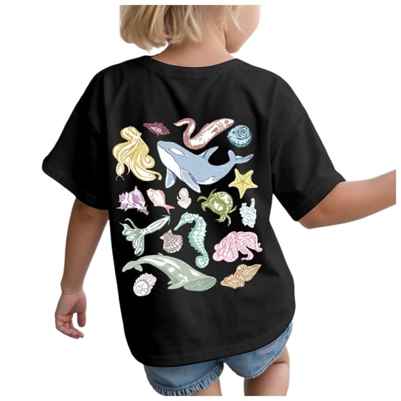 Gubotare Cute Tops for Girls Girl's Short Sleeve Tee Summer Crewneck T Shirt Casual Loose Fit Basic Shirts (Black,Size 2-3 Years)