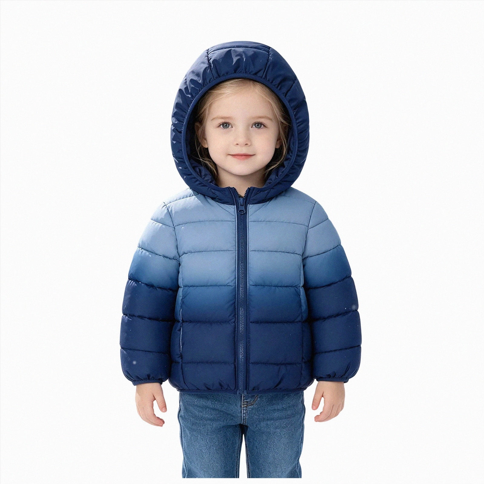 Gubotare Down Coat Girls Gradient Hooded Puffer Jacket Zip-Up Warm ...