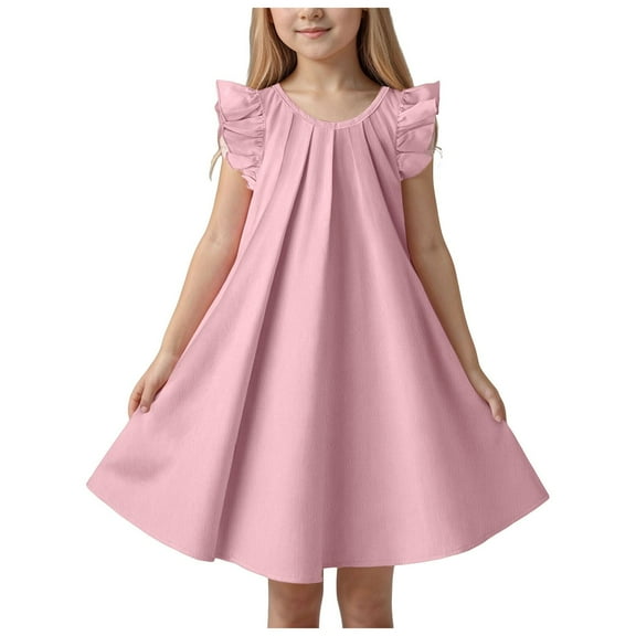 Gubotare Dress Girls Toddler Baby Girl Outfit Smocked Dress Short Sleeve Plaid Princess Dress Clothes Summer Size 3-4T (Pink,3-4 Years)