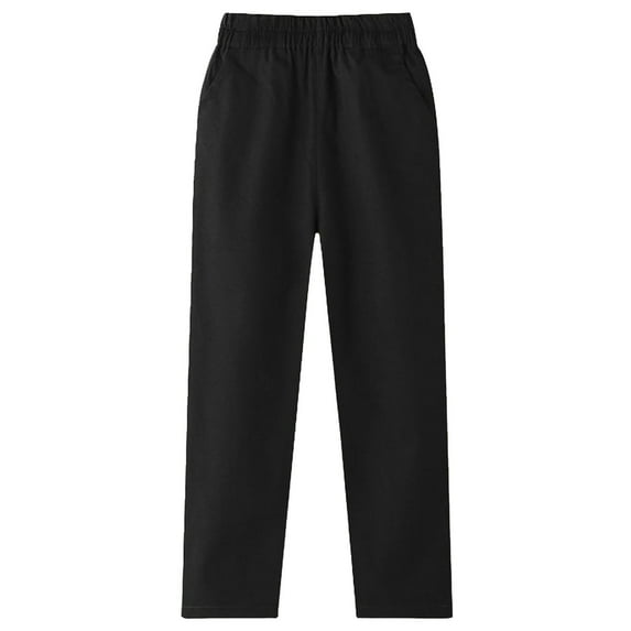 Gubotare Dress Pants for Boys Adjustable Waist Flat Front Pant Wedding School Uniforms Pants Size 18M-10T (Black,Sizes 8-9 Years)