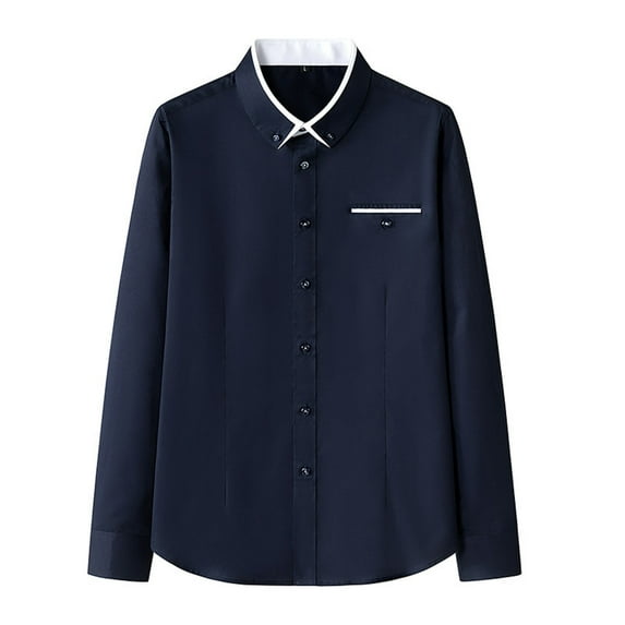 Gubotare Dress Shirt for Men Dress Shirt Men Long Sleeve Shirt Top Blouse for Winter (Dark Blue,4XL)