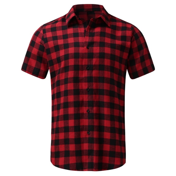 Gubotare Dress Shirts For Men Men's Regular-Fit Short-Sleeve Print Shirt,Red L