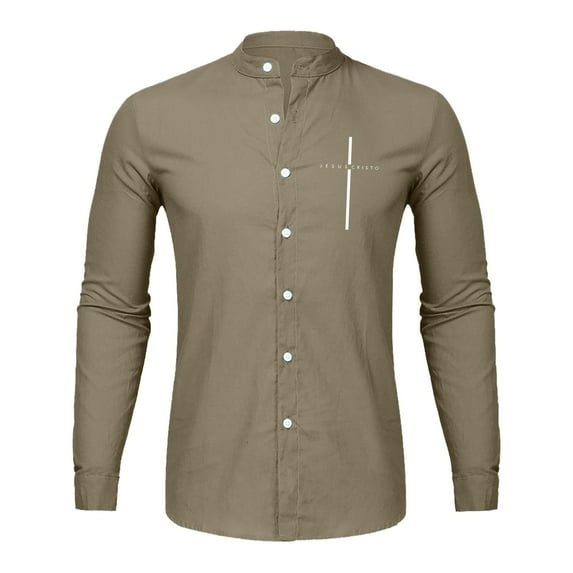 Gubotare Dress Shirts For Men Men's Standard-Fit Long-Sleeve Stretch Oxford Shirt with Pocket,Army Green M