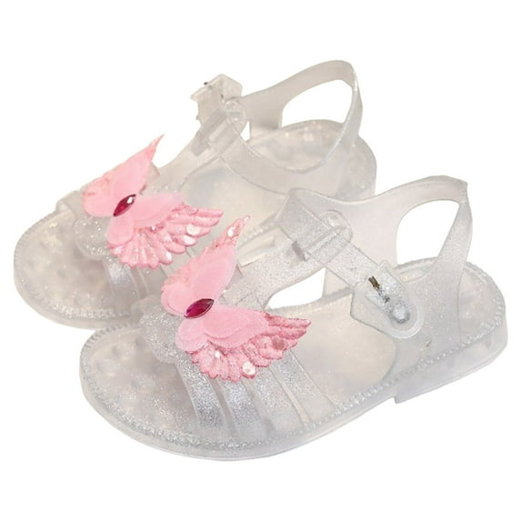 Gubotare Dress Shoes for Girls Girls' Flat Sandals Rainbow Mary Jane Shoes for Toddler Princess Dress-Up Summer Casual Sandals (White,Size 10)