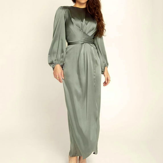 "Gubotare Dress Womens Casual Floral Deep V Neck Long Sleeve Long Evening Dress Party Maxi Wedding Dresses,Green XXL"