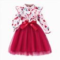 thumbnail image 1 of Gubotare Toddler Prom Dresses Floral Princess Toddler Girls Long Sleeve Ruffle Tulle Birthday Party Dress 3T 4T (Red,3-4 Years), 1 of 8