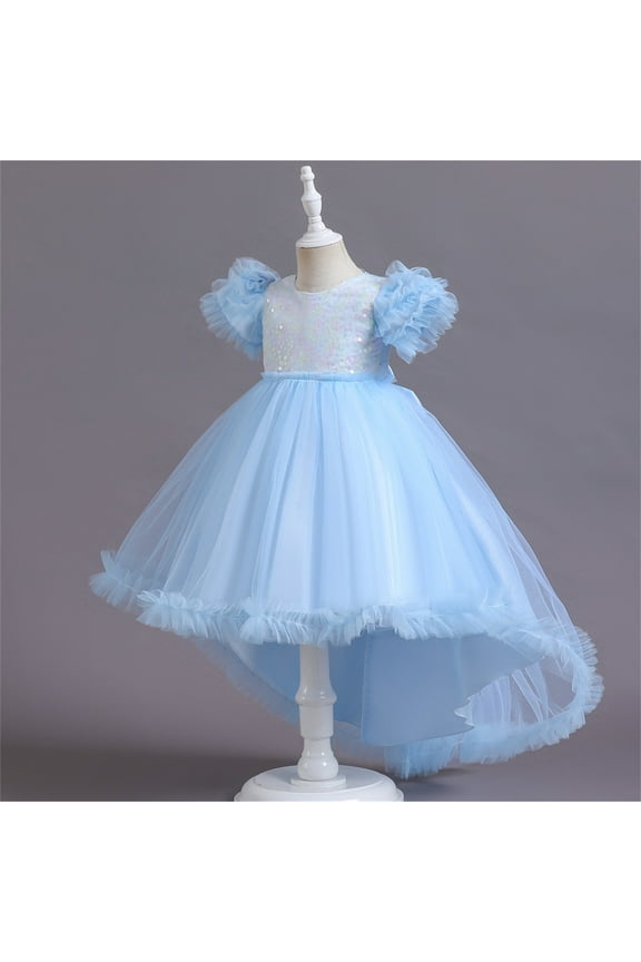 Dresses For Girls Kids Girls Tutu Dress Toddler Handmade Tulle Party Dresses for Birthday Outfit,Sky Blue 6-7 Years