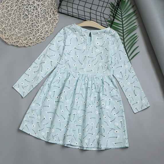 Gubotare Dresses For Little Girls Girls Long Sleeve Autumn Winter Knit Sweater Christmas Dress Casual Wear,Light Blue 8-9 Years