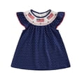 thumbnail image 1 of Gubotare Dresses for Little Girls Girls Casual Dresses Summer Crew Neck Double Layer Ruffle Sleeve Cute High Low Swing Knee wear Size 2-3T (Navy,2-3 Years), 1 of 4
