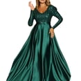 thumbnail image 1 of Gubotare Dresses for Women Long Sleeve Formal Dress Plus Size Evening Dresses Maxi Prom Party Dresses Formal Homecoming Dresses Formal Gowns(Green,XXL), 1 of 5