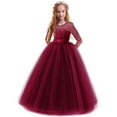 thumbnail image 1 of Gubotare Dresses for Girls Girls' Long Sleeve Party Dress Fit and Flare Round Neckline (,9-10 Years), 1 of 5