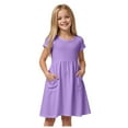 thumbnail image 1 of Gubotare Dresses for Girls Girls Spring Floral Dress Girls Flutter Sleeve Tie Back Summer Dress Size 7-8T (Purple,7-8 Years), 1 of 9