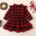 thumbnail image 1 of Gubotare Dresses for Girls Kids Winter Long Sleeved Black Red Plaid Dress Princess Dress Casual Skirt Outwear (Red,2-3 Years), 1 of 5