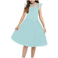 thumbnail image 1 of Gubotare Dresses for Girls Toddler Baby Girl Outfit Heart Embroidery Smocked Dress Plaid Short Sleeve Cute Summer Dresses (Light Blue,Size 7-9 Years), 1 of 4