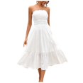 thumbnail image 1 of Gubotare Dresses for Women Coverup Summer Dresses for Women 2025 Eyelet Casual Loose Sleeveless Sundresses Strapless Dresses (White,Size M), 1 of 5
