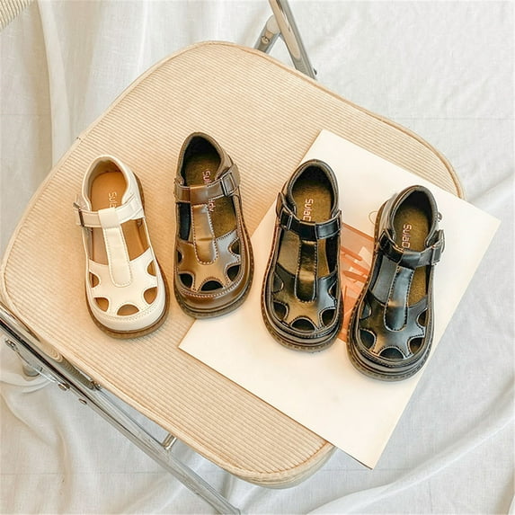 Gubotare Dressy Sandals Little Girl Comfortable Girls Sandals Open Toe Kids Summer Flat Sandals Casual Fashion Dress Shoes (Black,10.5)