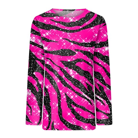 Gubotare Dressy Tops For Women Women's Basic Long Sleeve T Shirts, Crewneck Slim Fit Spandex Tops, Plain Layer Underscrub Tees,Hot Pink M