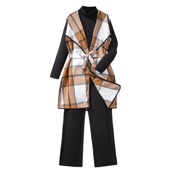 Gubotare Fall Clothes for Girls Girls Clothing Sets 2 Pieces Cute Long Sleeve Top & Pants Outfit Fall Girls' Pant Sets Size 15-16 (Khaki,15-16 Years)